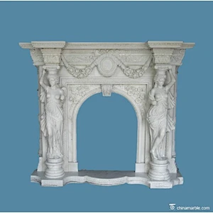 Cream Marble Fireplace Mantel/natural stone fireplace mantels