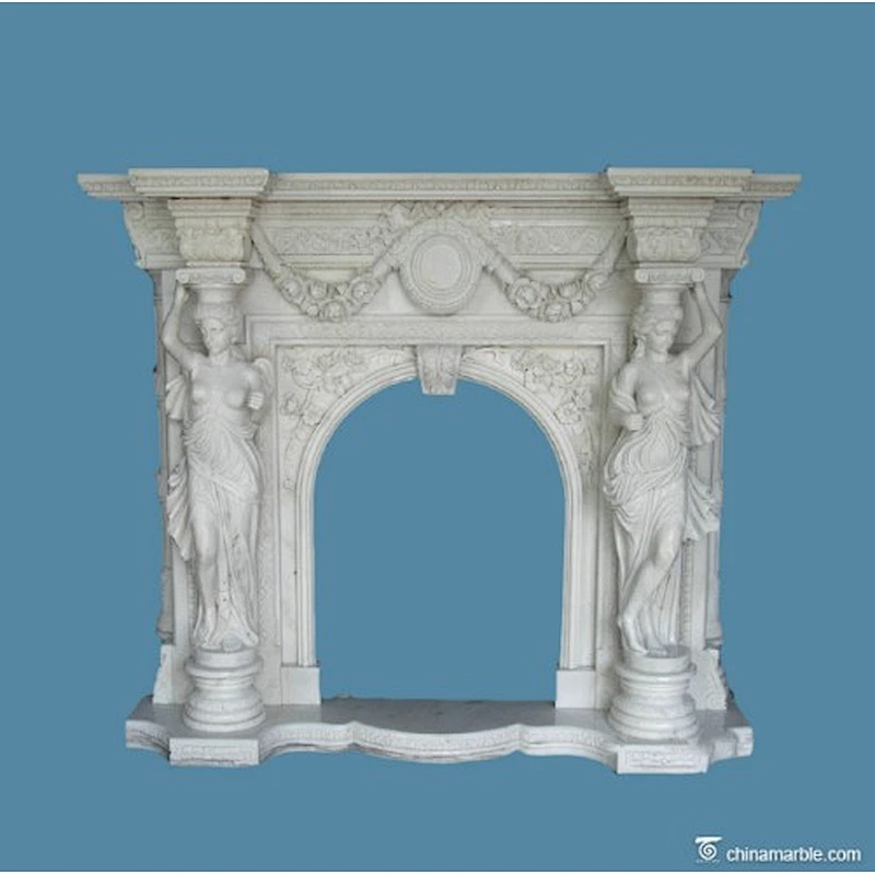 Cream Marble Fireplace Mantel/natural stone fireplace mantels
