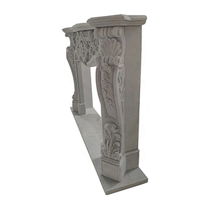 European Style Indoor Home Decoration Stone Marble Carved Freestanding Fireplace Mantel