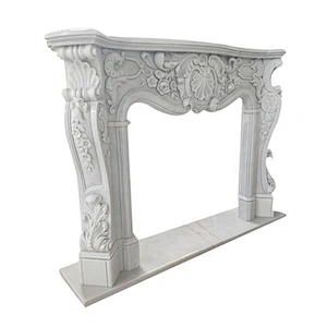 European Style Indoor Home Decoration Stone Marble Carved Freestanding Fireplace Mantel