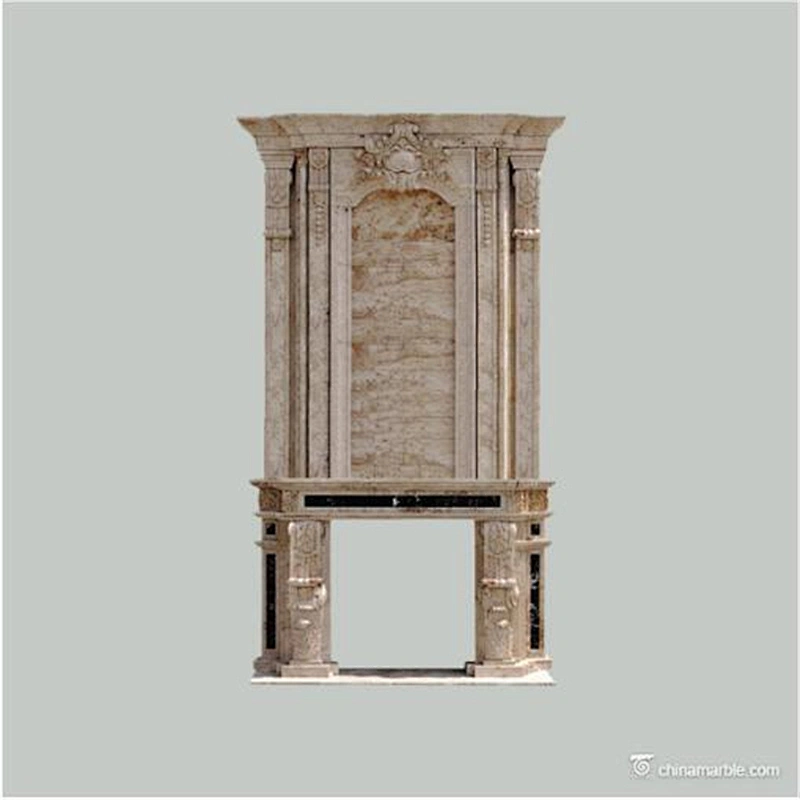 European Decorative Cultured Marble Cherubs Fireplace Mantel