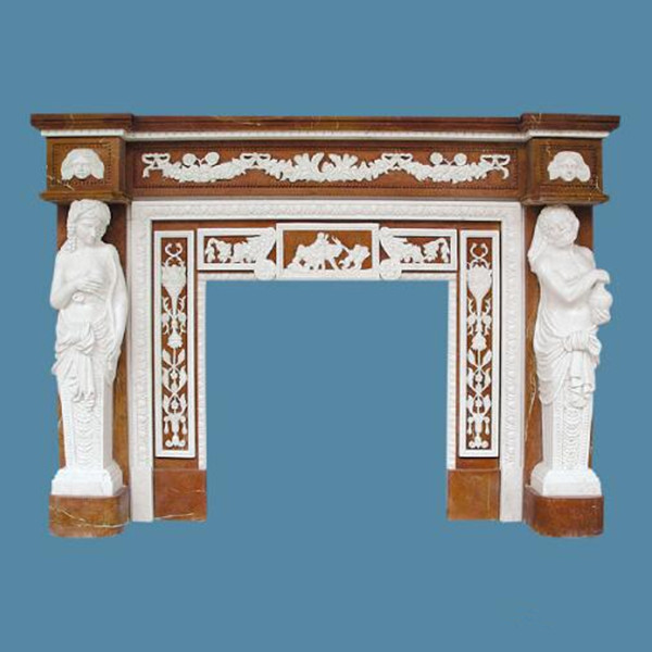 Hand Carved Marble Stone Fireplace Mantels/statues carved fireplace
