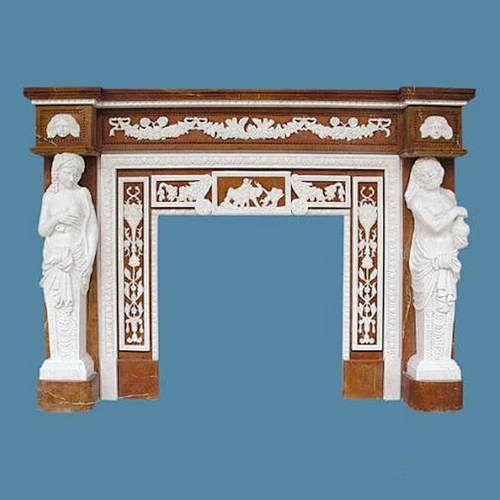 Hand Carved Marble Stone Fireplace Mantels/statues carved fireplace