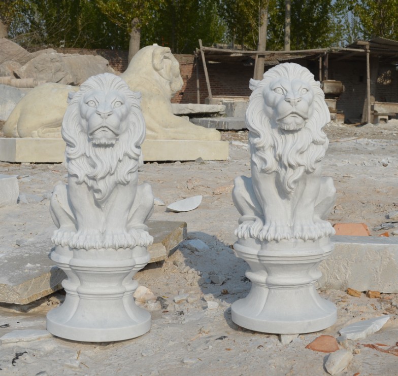 White Marble Lion statues