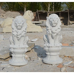 White Marble Lion statues
