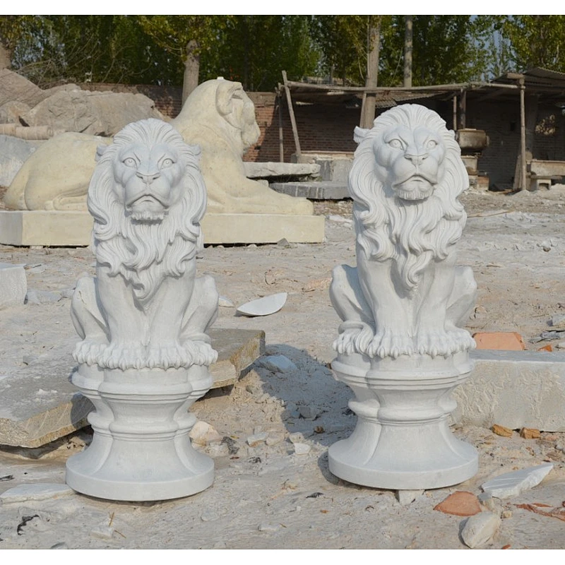 White Marble Lion statues