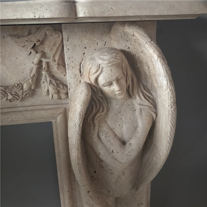 Contemporary Hand Carved Marble Fireplace Mantel Frame