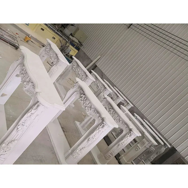 White Marble stone fireplace mantel/natural marble fireplace surrounds