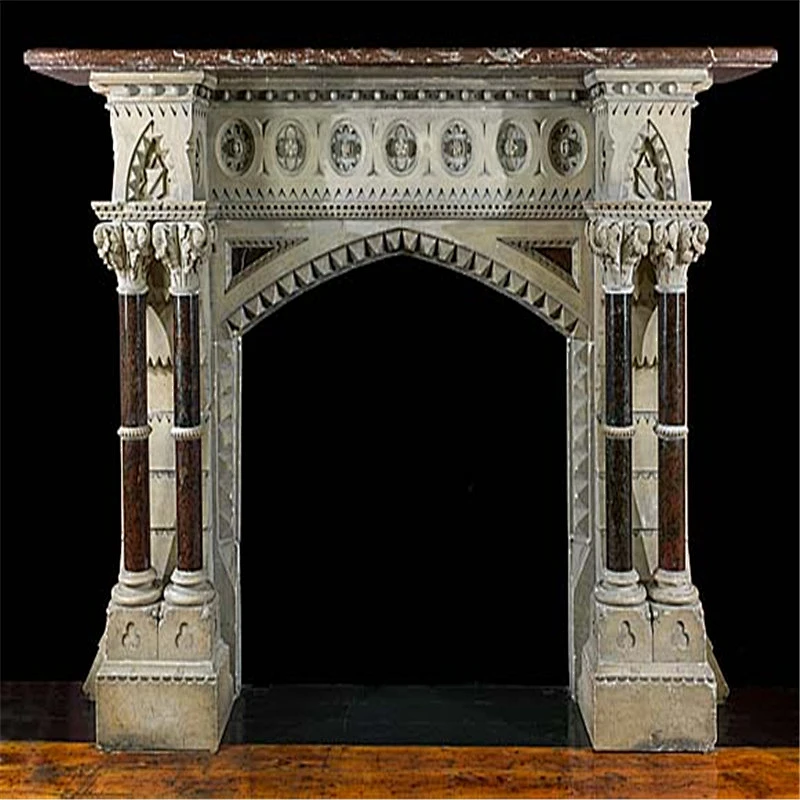 Carved Marble Fireplace/Classic retro natural marble fireplace