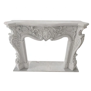 European Style Indoor Home Decoration Stone Marble Carved Freestanding Fireplace Mantel
