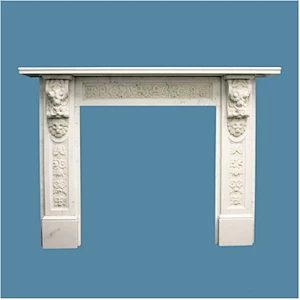 flower carved modern fireplace/marble fireplace