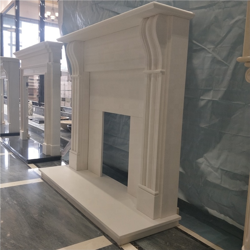 Beige Marble Fireplace Frame Mantel/marble fireplace surrounds