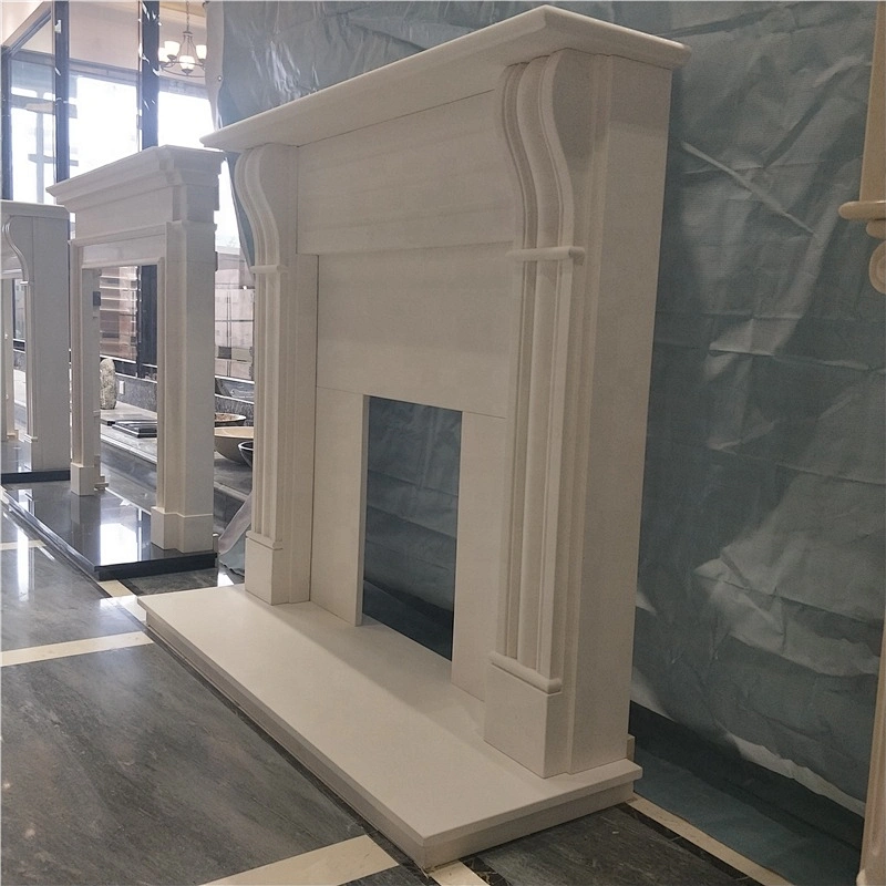 Beige Marble Fireplace Frame Mantel/marble fireplace surrounds