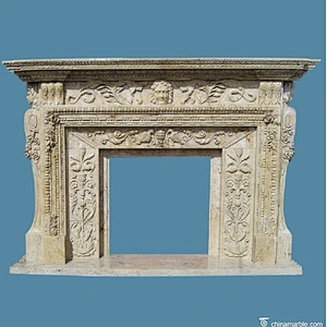 marble fireplace surround with column/antiquate fireplace/stone fireplace surround