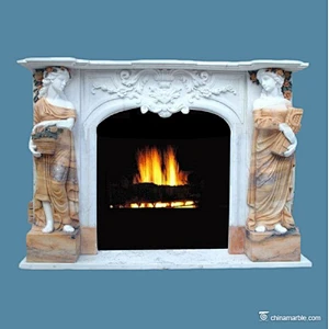 Cherubs Marble Fireplace Mantel/carved marble fireplace surrounds