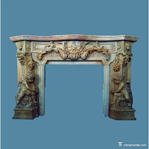 Brown Marble Fireplace Mantel/natural stone fire