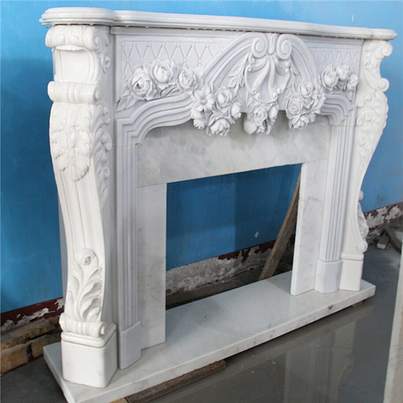 Free Standing Hand Carved Quartz Fireplace Surround With Dragon Carvings
