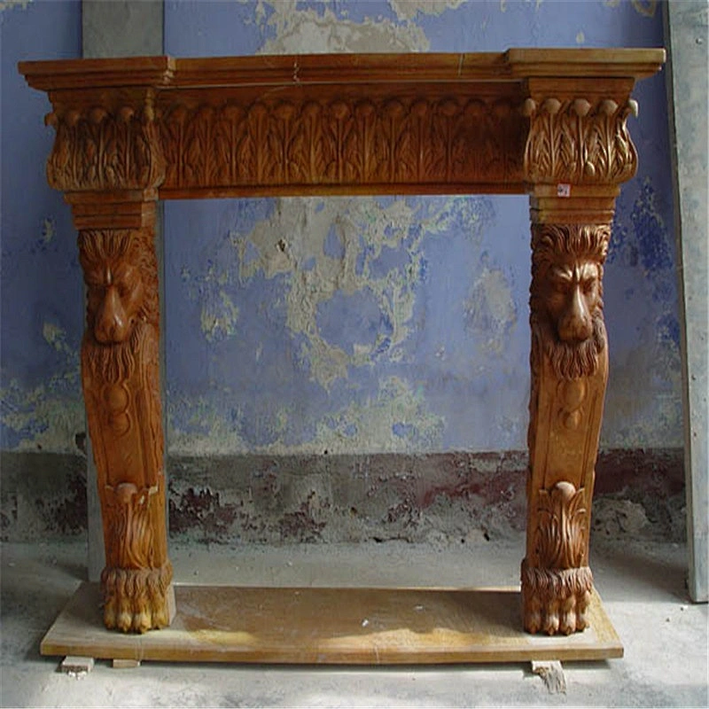 Marble Stone Fireplace Surround Ideas With Lions/fireplace mantel