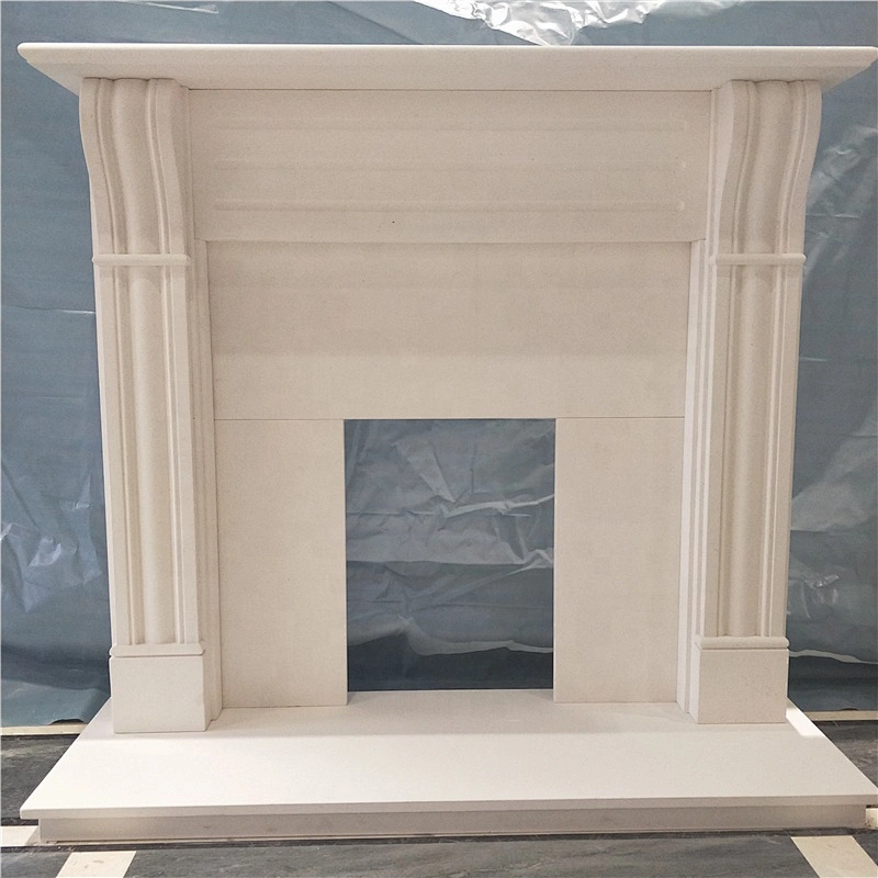Beige Marble Fireplace Frame Mantel/marble fireplace surrounds