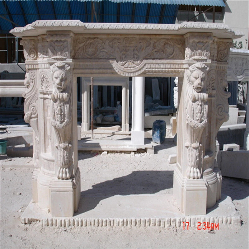 Marble Lion Head Fireplace Mantel/carved marble fireplaces