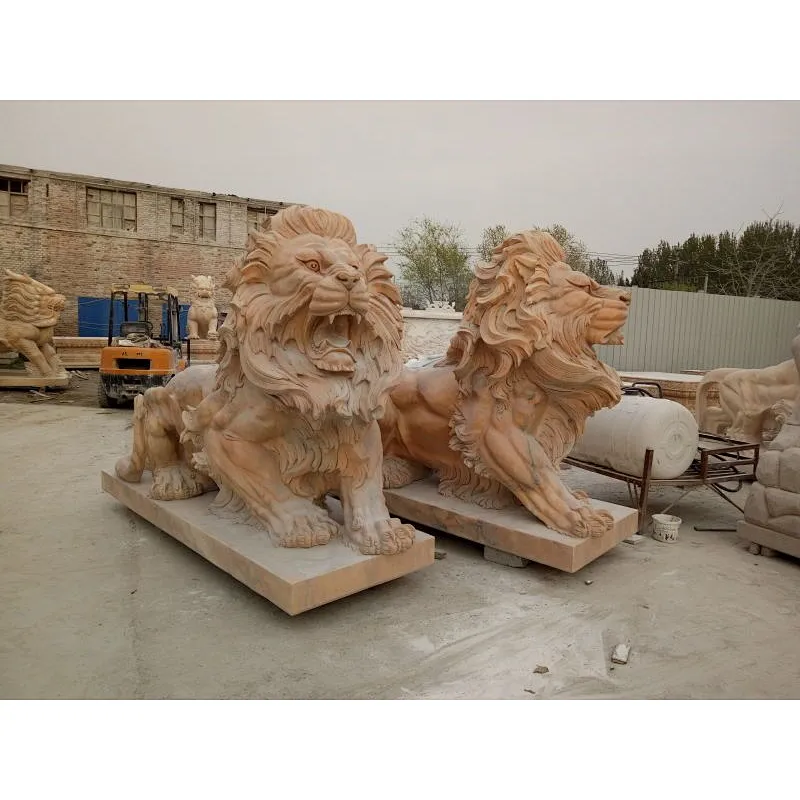 White Marble Lion statues
