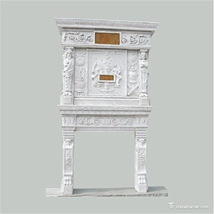 Antique Stone Cultured Marble fireplace/Artificial Double Tier Fireplaces Mantel Surrounds
