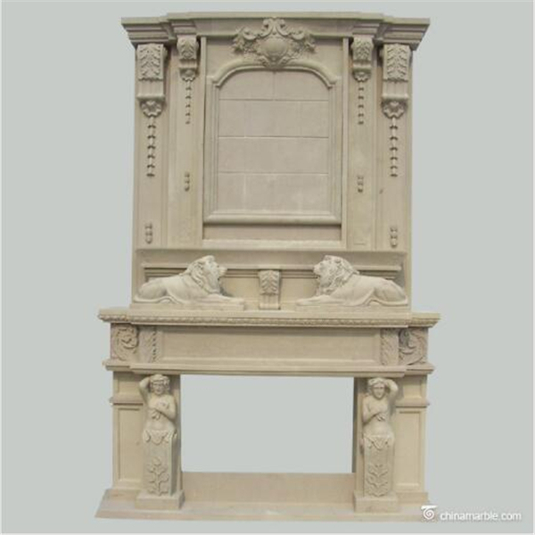 Antique Stone Cultured Marble fireplace/Artificial Double Tier Fireplaces Mantel Surrounds