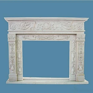 Freestanding Indoor White Marble Italian Style Carrara Fireplace Mantel Surround