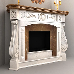 Indoor Decorative Freestanding Natural Marble Fireplace Design