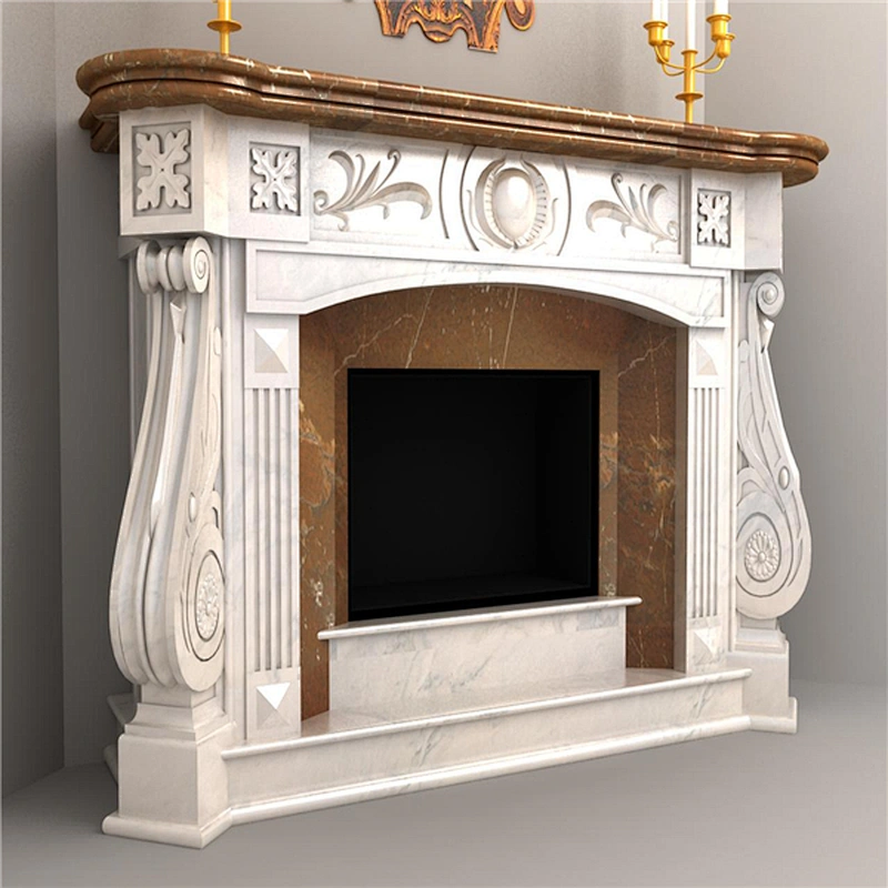 Indoor Decorative Freestanding Natural Marble Fireplace Design