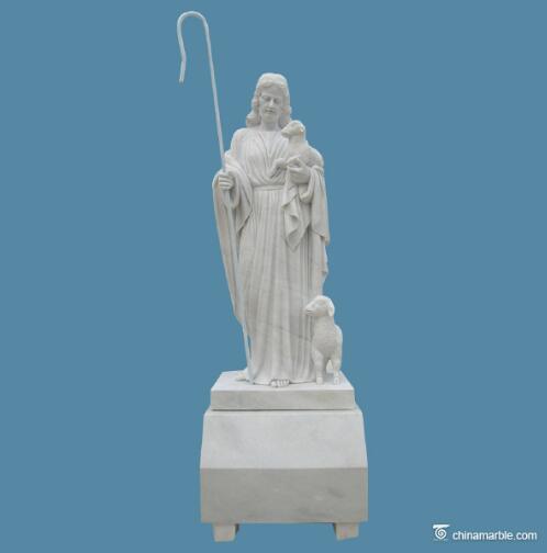 outdoor statue of Jesus Christ, the Good Shepherd