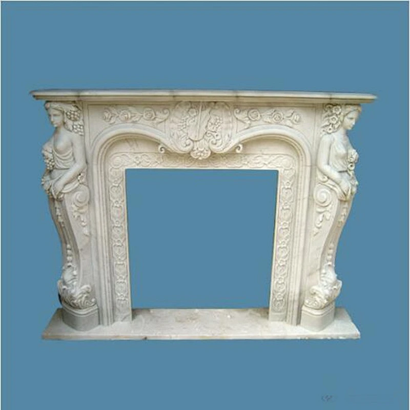 Hand Carved Marble Stone Fireplace Mantels/statues carved fireplace