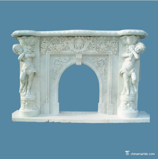 Cherubs Marble Fireplace Mantel/carved marble fireplace surrounds