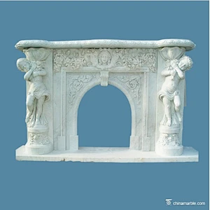 Cherubs Marble Fireplace Mantel/carved marble fireplace surrounds