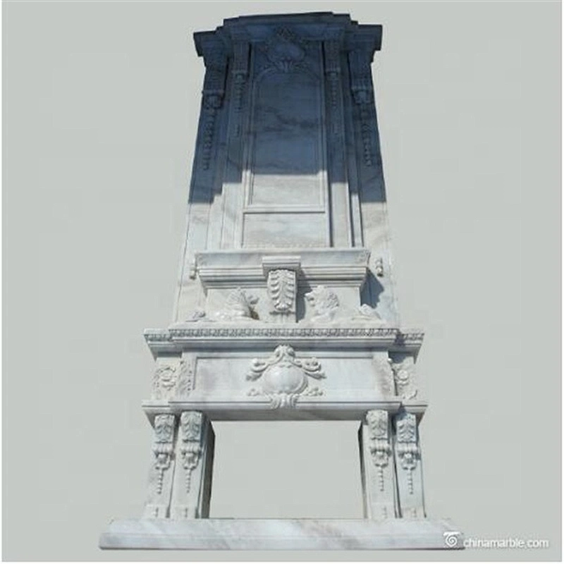 White Marble Over Mantel Design For Indoor Fireplace/double fireplaces