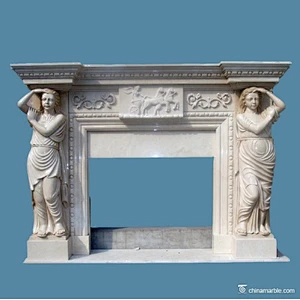 Cream Marble Fireplace Mantel/natural stone fireplace mantels