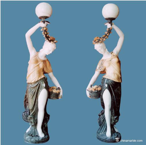 Garden Marble Lady Lamps Light Statue