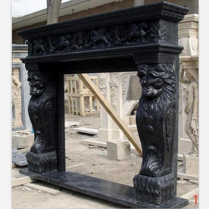 Marble Lion Fireplace/English Fireplace Mantel/blace marble Fire Place