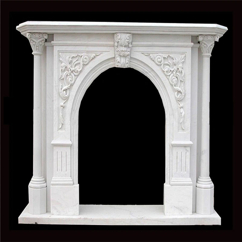 Free Standing Hand Carved Quartz Fireplace Surround With Dragon Carvings
