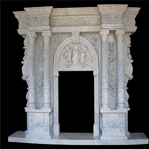 Modern Style Freestanding White Stone Fireplace Surround/marble fireplace mantels