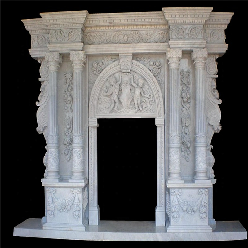 Modern Style Freestanding White Stone Fireplace Surround/marble fireplace mantels
