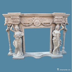 Cream Marble Fireplace Mantel/natural stone fireplace mantels