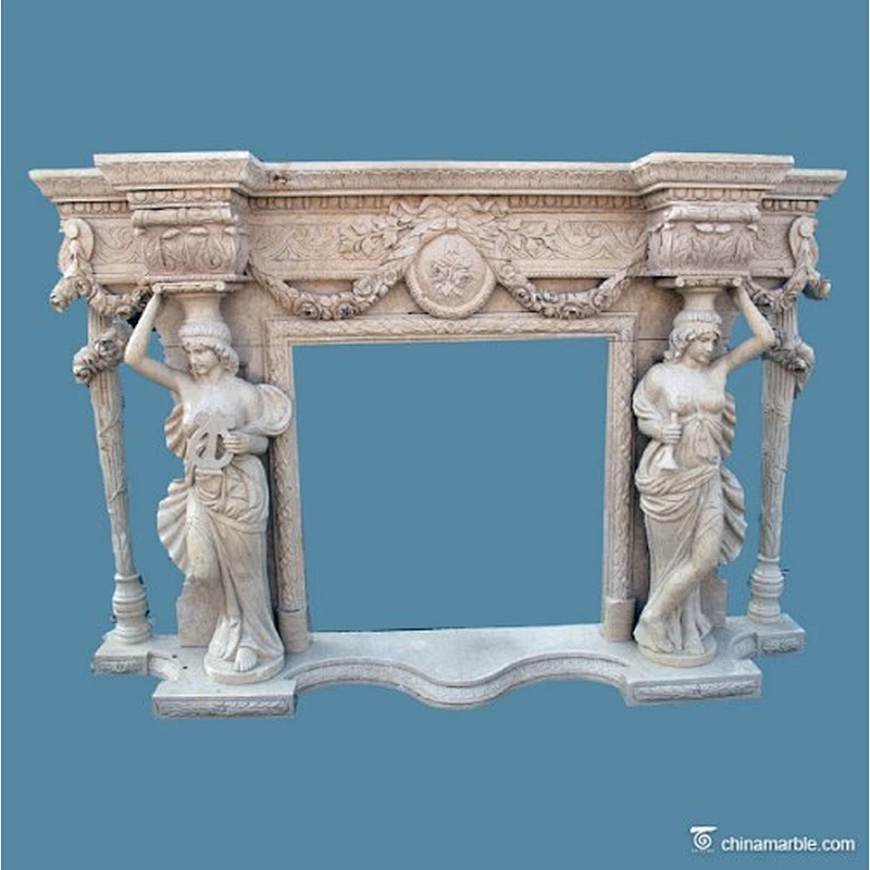 Cream Marble Fireplace Mantel/natural stone fireplace mantels