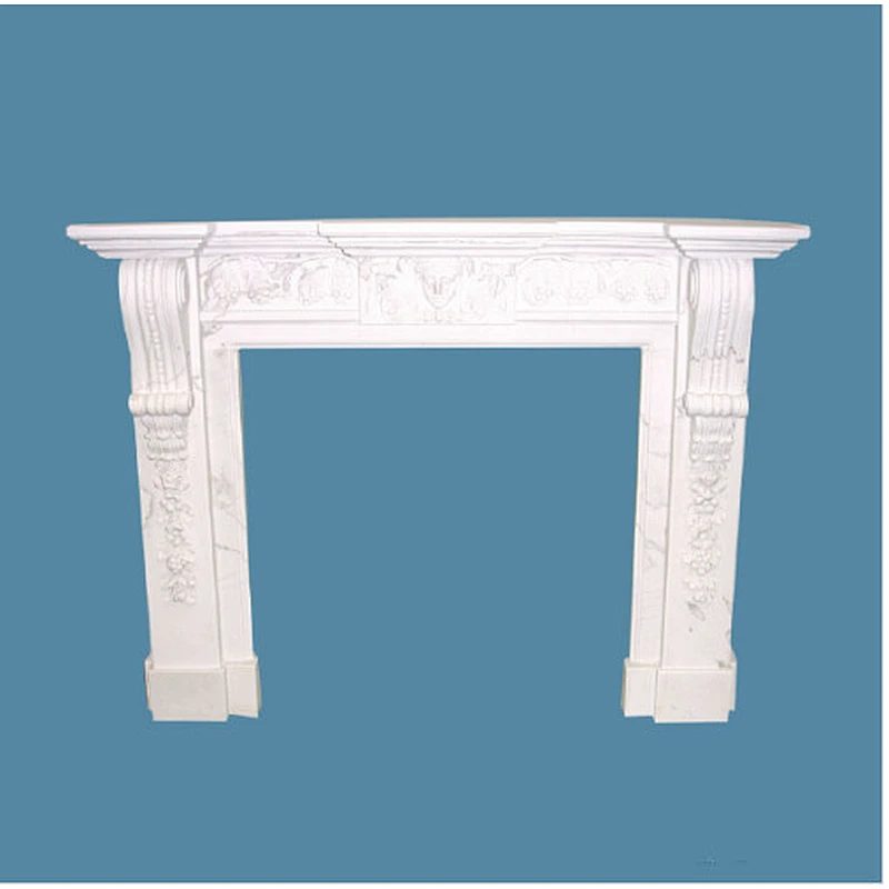 Home Decoration Hand Carving White Marble Fireplace Surround
