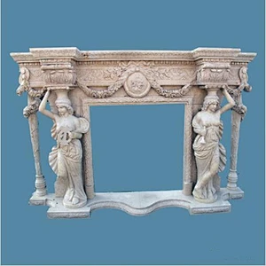 Hand Carved Marble Stone Fireplace Mantels/statues carved fireplace