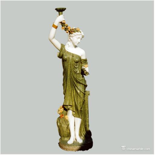 statue with light/greek woman statue lights