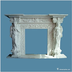 Cherubs Marble Fireplace Mantel/carved marble fireplace surrounds