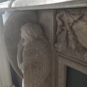 Contemporary Hand Carved Marble Fireplace Mantel Frame