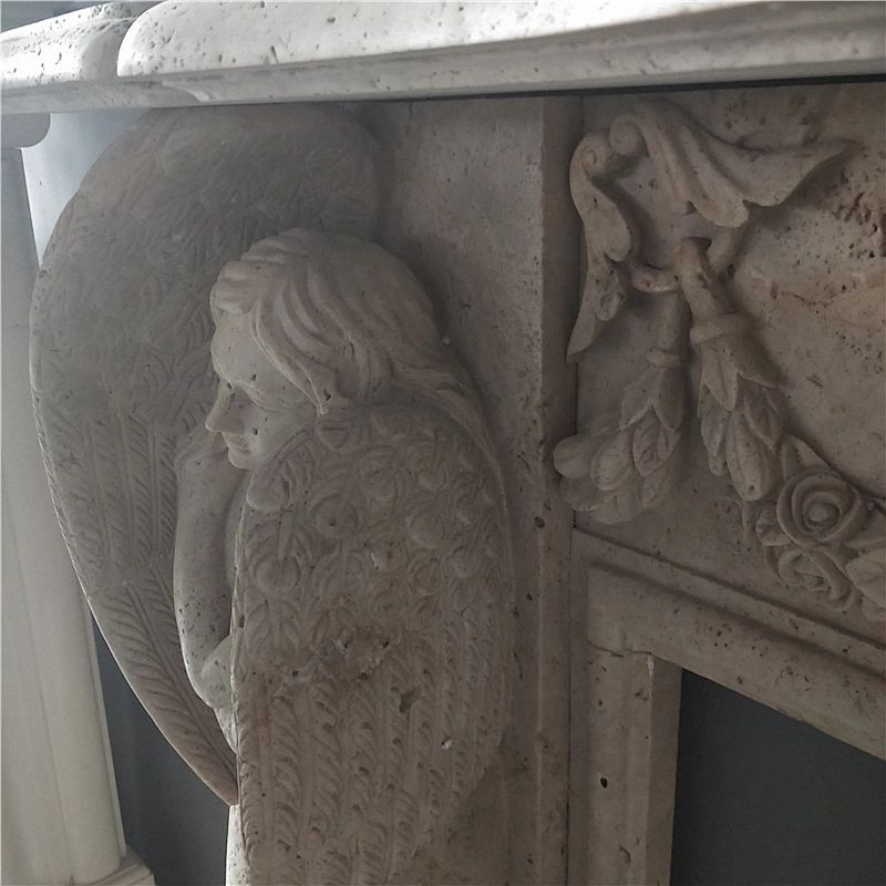 Contemporary Hand Carved Marble Fireplace Mantel Frame