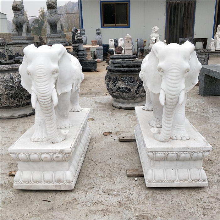 Antique Marble Elephant Statue Stone
